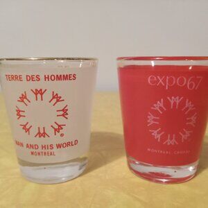 Set of 2 vintage Expo 67 Montréal shot glasses
